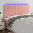 vidaXL Sengegavl LED rosa 200x5x118/128 cm sammet 3122495