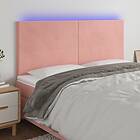 vidaXL Sängynpääty LED rosa 200x5x118/128 cm sammet 3122215