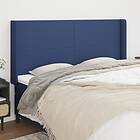 vidaXL Sänggavel med kanter blå 163x16x118/128 cm tyg 3119312