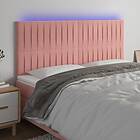 vidaXL Sängynpääty LED rosa 180x5x118/128 cm sammet 3122727