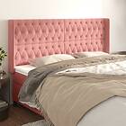 vidaXL Sengegavl med kanter rosa 203x16x118/128 cm sammet 3119987