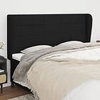 vidaXL Sengegavl med kanter svart 163x23x118/128 cm tyg 3117964