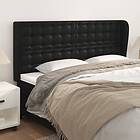vidaXL Sengegavl med kanter svart 183x23x118/128 cm konstläder 3118058