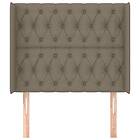 vidaXL Sengegavl med kanter taupe 103x16x118/128 cm tyg 3119910