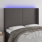 vidaXL Sänggavel LED grå 147x16x118/128 cm konstläder 3123862