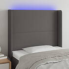 vidaXL Sengegavl LED grå 103x16x118/128 cm konstläder 3123856