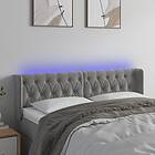 vidaXL Sänggavel LED ljusgrå 163x16x78/88 cm sammet 3123626