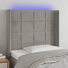 vidaXL Sänggavel LED ljusgrå 93x16x118/128 cm sammet 3124084