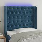vidaXL Sengegavl LED mörkblå 103x16x118/128 cm sammet 3124430