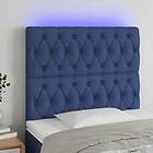 vidaXL Sänggavel LED blå 90x7x118/128 cm tyg 3122748
