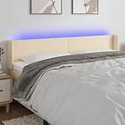 vidaXL Sengegavl LED gräddvit 203x16x78/88 cm tyg 3122983
