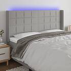 vidaXL Sänggavel LED ljusgrå 183x16x118/128 cm tyg 3124062