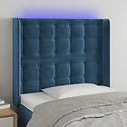 vidaXL Sänggavel LED mörkblå 103x16x118/128 cm sammet 3124528
