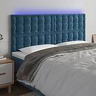 vidaXL Sengegavl LED mörkblå 200x5x118/128 cm sammet 3122928