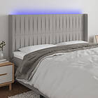 vidaXL Sänggavel LED ljusgrå 183x16x118/128 cm tyg 3124300