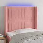 vidaXL Sänggavel LED rosa 93x16x118/128 cm sammet 3124327