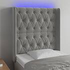 vidaXL Sengegavl LED ljusgrå 83x16x118/128 cm sammet 3124414