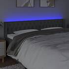 vidaXL Sänggavel LED mörkgrå 183x16x78/88 cm tyg 3123587