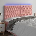vidaXL Sänggavel LED rosa 200x7x118/128 cm tyg 3122831
