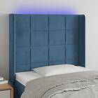 vidaXL Sengegavl LED mörkblå 93x16x118/128 cm sammet 3124088