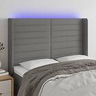 vidaXL Sänggavel LED mörkgrå 147x16x118/128 cm tyg 3124187