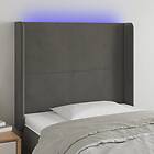 vidaXL Sänggavel LED mörkgrå 103x16x118/128 cm sammet 3123811