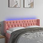 vidaXL Sänggavel LED rosa 147x16x78/88 cm sammet 3123625