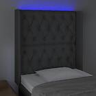 vidaXL Sänggavel LED mörkgrå 83x16x118/128 cm tyg 3124359
