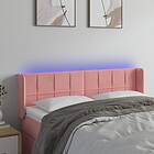 vidaXL Sängynpääty LED rosa 147x16x78/88 cm sammet 3123289