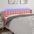 vidaXL Sänggavel LED rosa 183x16x78/88 cm sammet 3123735
