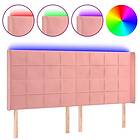 vidaXL Sengegavl LED rosa 203x16x118/128 cm sammet 3124119