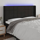 vidaXL Sänggavel LED svart 203x16x118/128 cm tyg 3124072