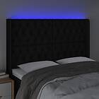 vidaXL Sänggavel LED svart 163x16x118/128 cm tyg 3124392