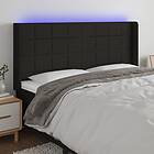 vidaXL Sänggavel LED svart 183x16x118/128 cm tyg 3124064