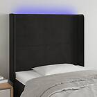 vidaXL Sengegavl LED svart 83x16x118/128 cm sammet 3123800