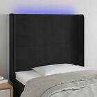 vidaXL Sengegavl LED svart 93x16x118/128 cm sammet 3123806