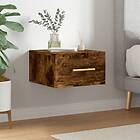 vidaXL Väggmonterat sängbord rökfärgad ek 35x35x20 cm 829798