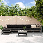 vidaXL Loungegrupp för trädgården med dynor 7 delar grå massivt trä 3185971
