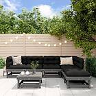 vidaXL Loungegrupp för trädgården med dynor 7 delar grå massivt trä 3185957