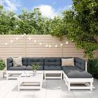 vidaXL Loungegrupp för trädgården med dynor 7 delar vit massivt trä 3185956
