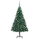 vidaXL Kunstig juletre med LED og julekuler grønn 150 cm PVC 3077707