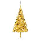 vidaXL Plastgran med LED och julgranskulor guld 240 cm PET 3077607