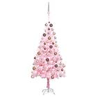 vidaXL Plastgran med LED och julgranskulor rosa 120 cm PVC 3077583