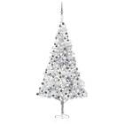 vidaXL Plastgran med LED och julgranskulor silver 240 cm PET 3077698