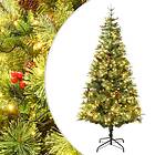 vidaXL Kunstig juletre med ljusslinga og kongler grønn 120 cm PVC&PE 3094555