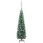 vidaXL Hoikka muovinen joulukuusi kanssa LED ja joulupallot vihreä 210 cm 307785