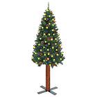 vidaXL Hoikka muovinen joulukuusi kanssa LED ja trä käpyjen vihreä 180 cm 307776