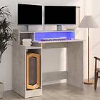 vidaXL Skrivebord med LED betonggrå 97x45x90 cm konstruerat trä 805556