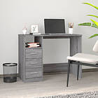 vidaXL Skrivbord med lådor grå sonoma 102x50x76 cm konstruerat trä 823038