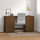 vidaXL Desk med skåp Honungsbrunt 135x50x75 cm massiv furu 3107847